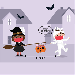 Maintain 6 feet of distance when handing out treats.