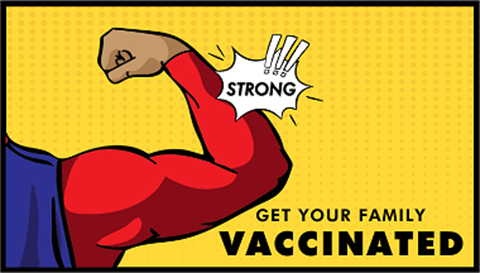 Superhero getting vaccinated