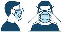 Face mask should fit snugly and cover nose and mouth.